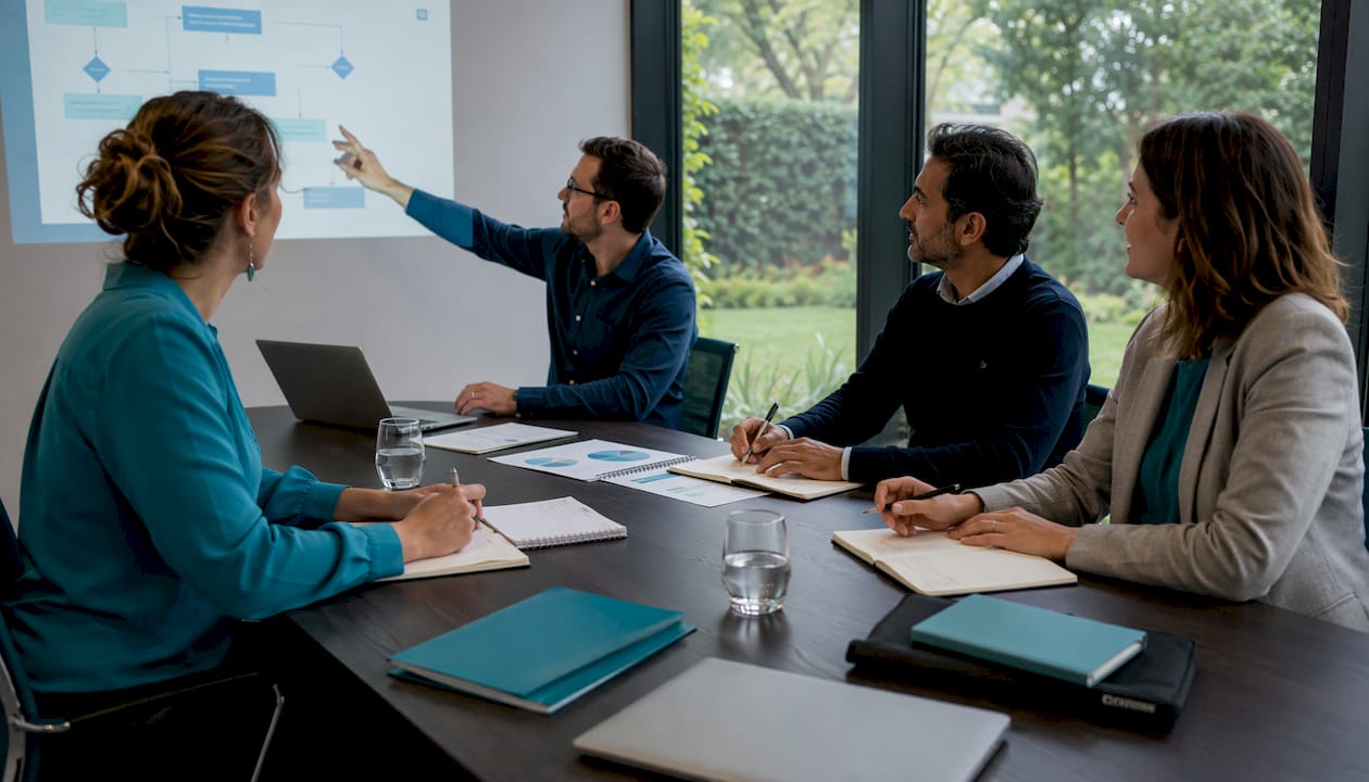 Het team buigt zich over de tevredenheid van klanten en bespreekt de behaalde kwaliteitsresultaten.
